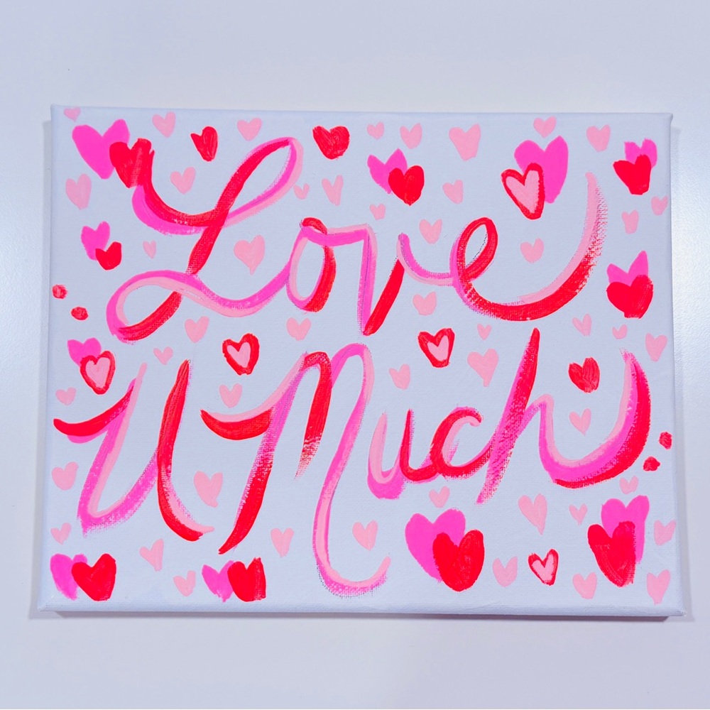 NWT Reba Allred Studio Love You Much Canvas Wall Art - Pink and Red